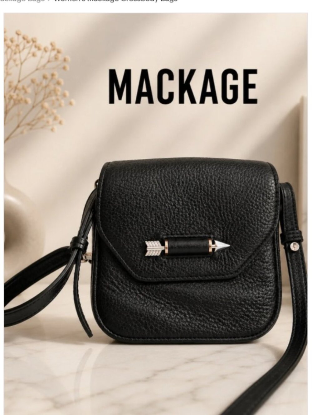 Mackage black pebbled leather Novacki crossbody bag